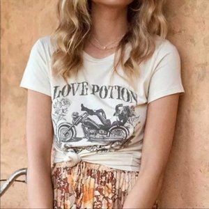 ❌❌SOLD❌❌ Cream Boho Love Potion Motorcycle Graphic Tee